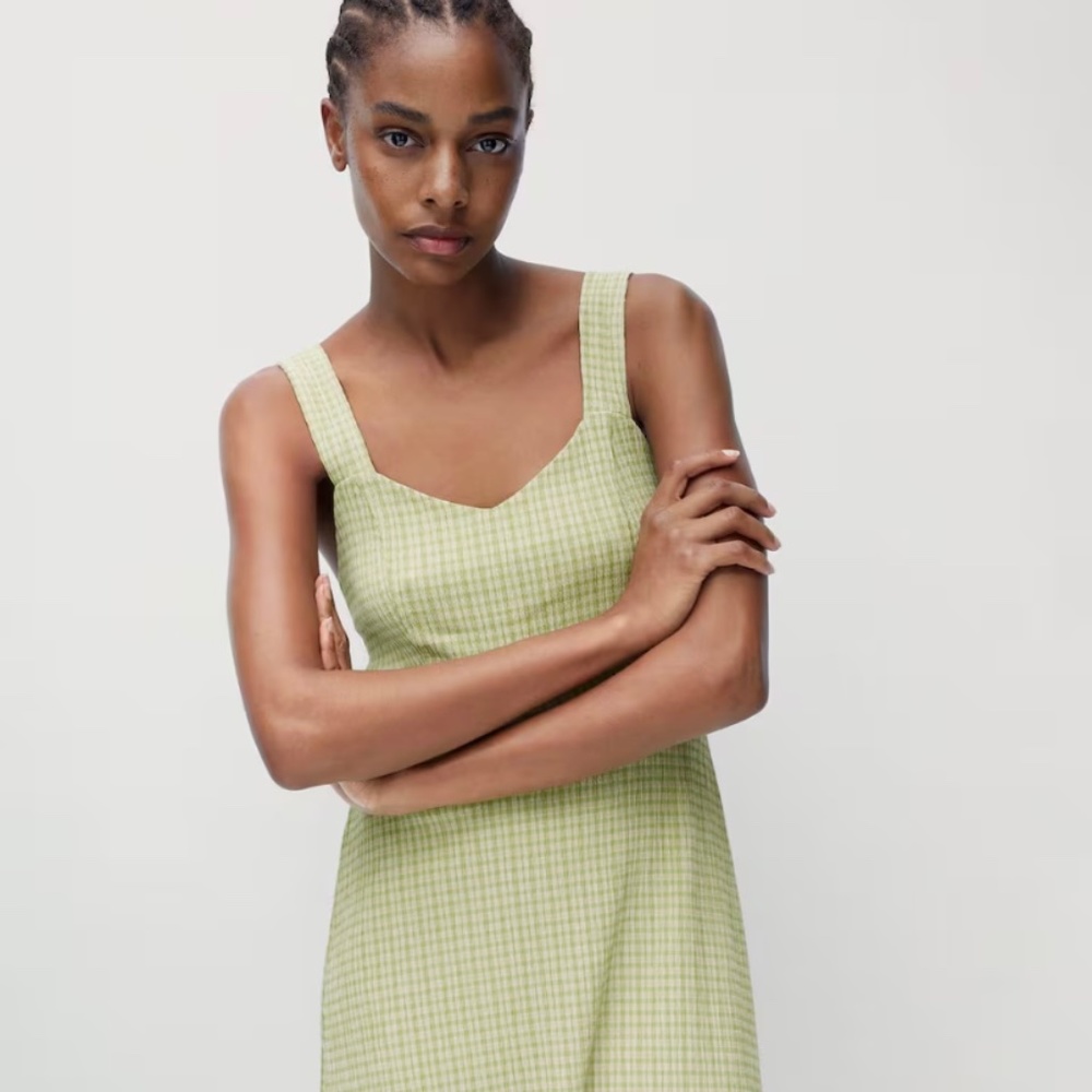 Gingham check midi dress